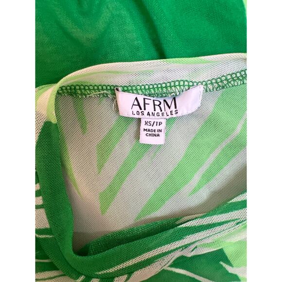 AFRM Sheer Tropical Print High Neck Long Women's Size XS Green - Picture 3 of 4